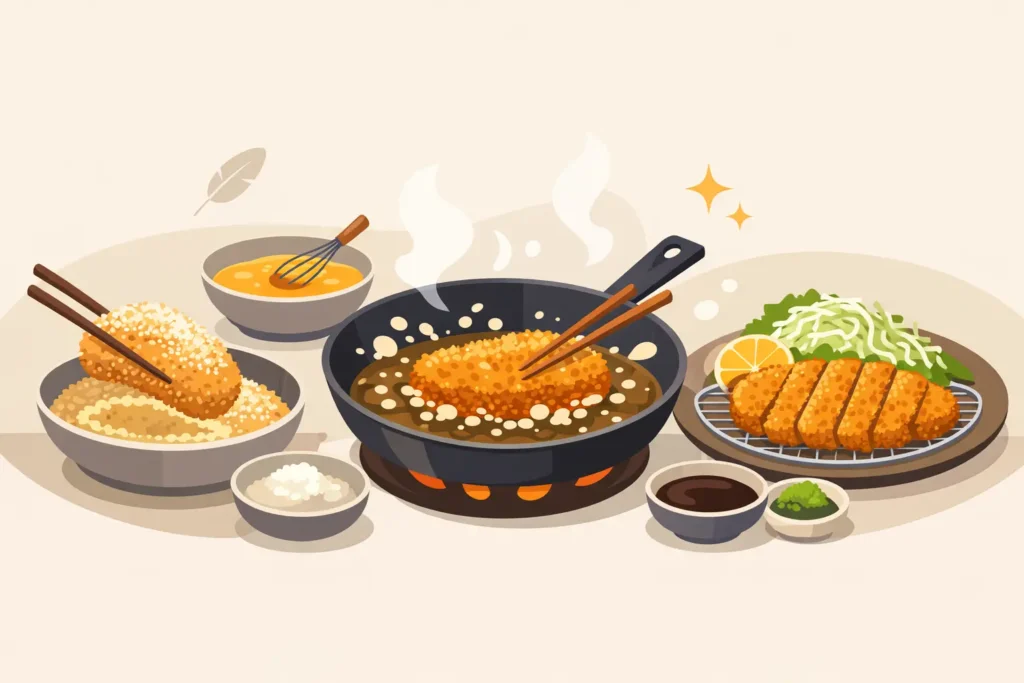 How Is Tonkatsu Fried for a Light, Crisp Crust?
