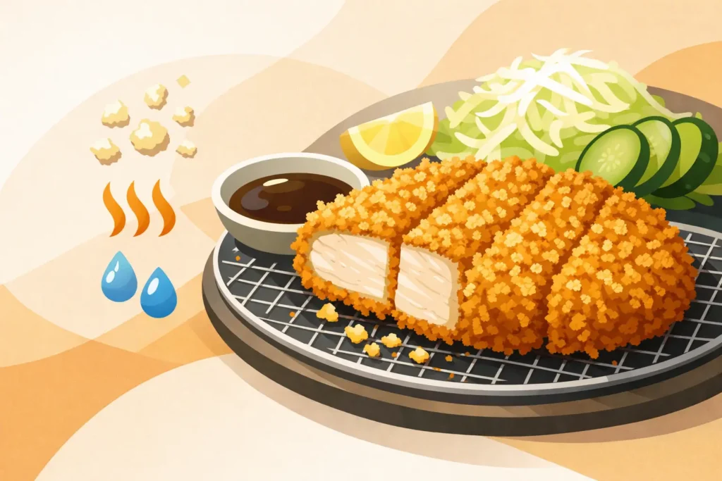 How Panko Stays Crispy on a Tonkatsu Cutlet