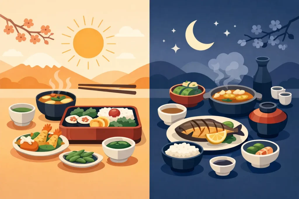 Japanese Lunch Versus Dinner, Properly Compared